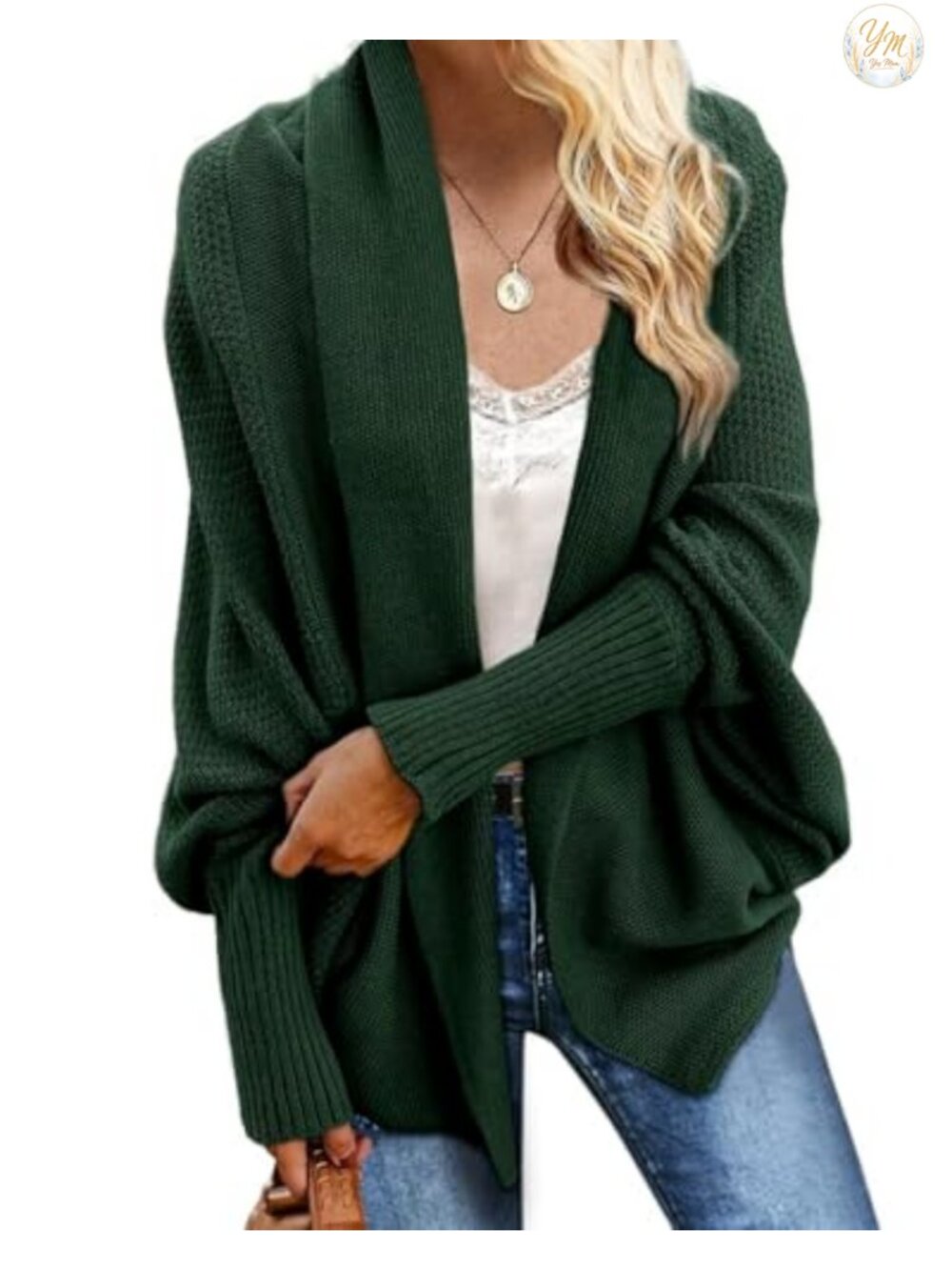 Batwing Cable Knit Slouchy Oversized Wrap Cardigan Sweater